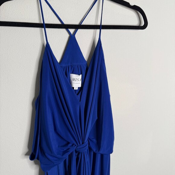 Misa Long Angeles Women's Blue Domino Spaghetti Strap Mini Dress - Size M Medium - Picture 4 of 7